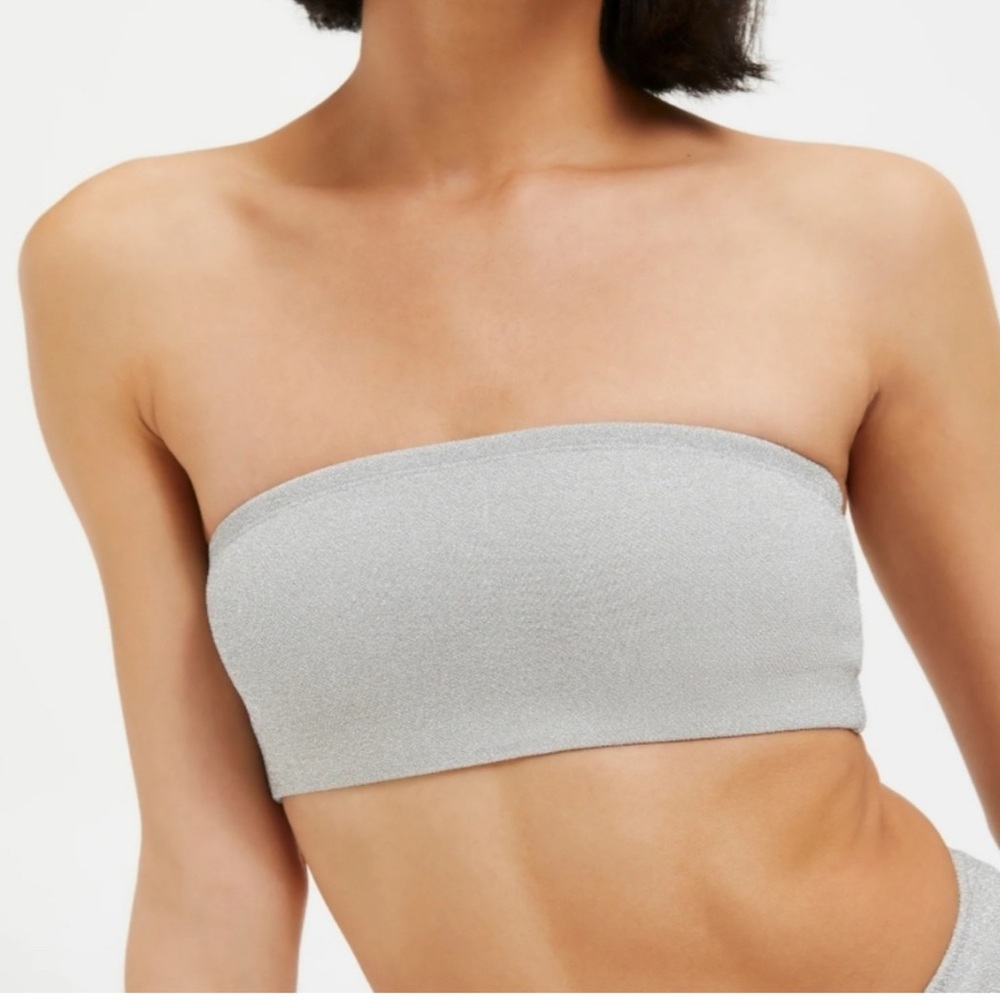 Good American Shimmering Silver Bandeau